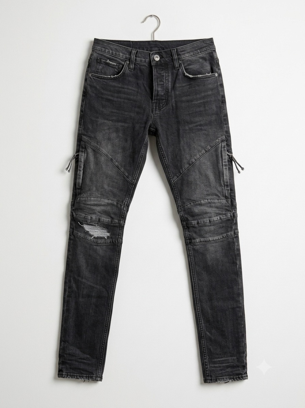 Hudson Jeans Black Washed Skinny Moto Jeans